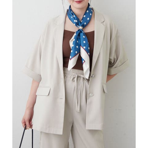 RMAF　NICE CLAUP / OLIVE des OLIVE（リマインドミーアンドフォーエ） | 【ｾｯﾄｱｯﾌﾟ対応】ｽｶｰﾌ付き ﾋﾞｯｸﾞﾃｰﾗｰｼﾝｸﾞﾙ半袖ｼﾞｬｹｯﾄ