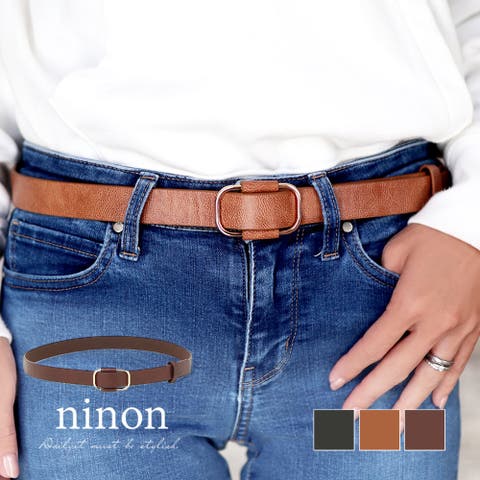 ninon（ニノン） | ベルト レディース ユニセックス メンズ 太め PUレザー クロス ステッチ 無段階調整 太ベルト 太 大きいサイズ 大人 おしゃれ 通勤 通学 カジュアル シンプル 大人可愛い 大人女子 オフィス ブラック 黒 ブラウン 太い 調整 調整可能 かわいい 可愛い