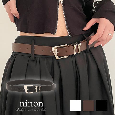 ninon（ニノン） | ベルト レディース 太 おしゃれ バックル ゴルフ 太め 大きいサイズ 黒 白 長さ コーデ ジーンズ 太い カジュアル ベルト太 太ベルト 大きい ワンピース用 2point 合皮 通勤 通学 韓国 フェイクレザー デザイン 韓国ファッション 韓国トレンド 大人 シンプル かわいい 可愛い