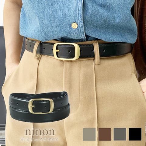 ninon（ニノン） | ベルト レディース メンズ 牛革 ビジネスベルト カジュアルベルト 大きいサイズ ジーンズ ワンピース用 ウエスト 細い 細 スーツ 黒 シンプル 大きい ベルト細 細ベルト 革ベルト ビジネス おしゃれ フォーマル ゴールド バックル 太幅 通勤 大人 通学 かわいい 可愛い