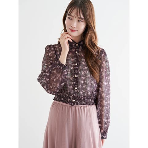 LUDIC PARK(ルディックパーク) | 花柄プリントレースブラウス