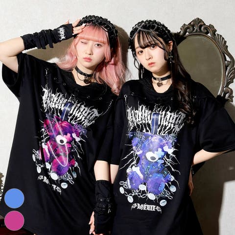 病みかわ 韓国 パンク 地雷系 原宿系 オーバーサイズ　Tシャツ　黒 病みかわ 韓国 パンク 地雷系 原宿系 オーバーサイズ Tシャツ 黒