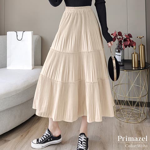 Primazel （プリマゼル） | 全4色 ベロアプリーツティアードスカート