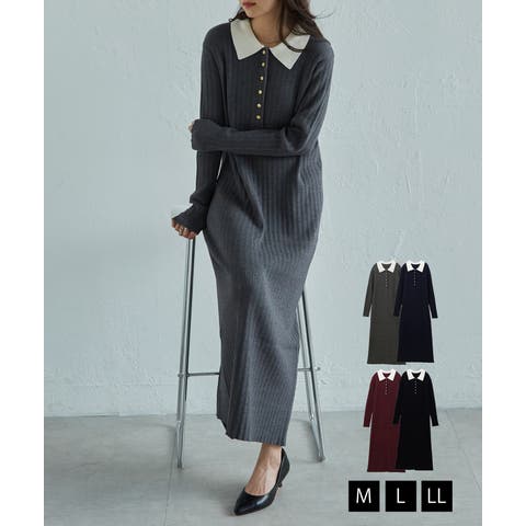 RANAN（ラナン） | ポロカラーリブニットワンピース