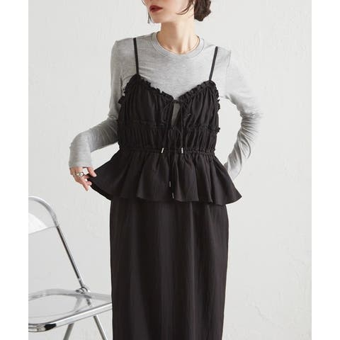 RANAN（ラナン） | リボンギャザーペプラムナローワンピース