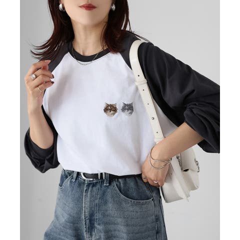 Riberry(リベリー) | ネコ刺繍ラグランロンT