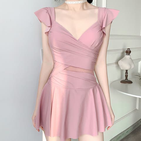 Rodic（ロディック） | 水着 フリル ワンピース レディース 夏服 レトロ ワンピース セット 水着体型カバー