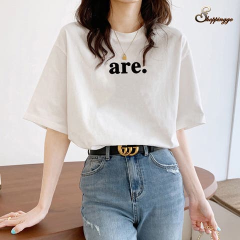 shoppinggo（ショッピングゴー） | ロゴTシャツ レディース ゆるT 半袖  プリントTシャツ 柄プリント ゆるシルエット 半袖Tシャツトップス 春 夏 クルーネック