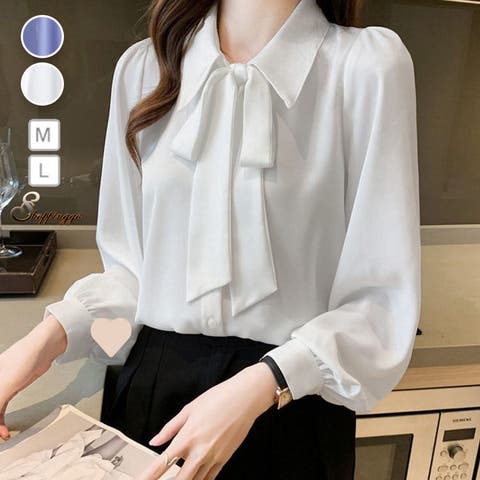 shoppinggo（ショッピングゴー） | シャツ レディース リボン付きシャツ ビジネス オフィス カジュアル トップス シャツブラウス レース切替え 長袖 オフィス 韓国風 フォーマル 通勤OL