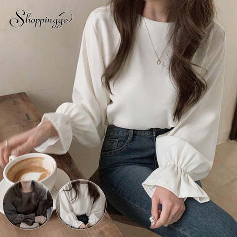 shoppinggo(ショッピングゴー) | ブラウス シャツ トップス オフィス レディース 白ブラウス 長袖韓国ファッション