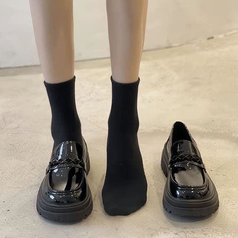 shoppinggo（ショッピングゴー） | ローファーレディース 靴 学生靴 通学 中学生 高校生 黒 ブラック 5cmヒール クッション コインローファー 歩きやすい 痛くない 定番 シンプル