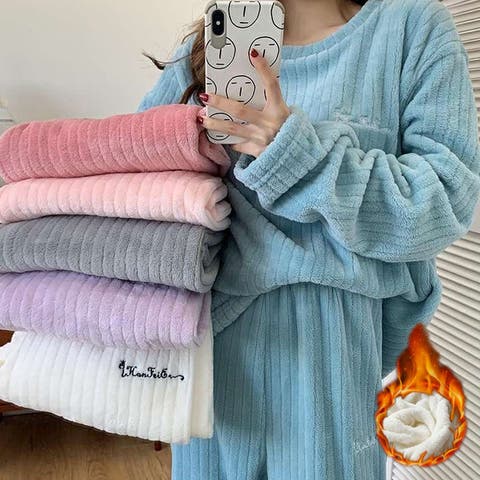 shoppinggo（ショッピングゴー） | 部屋着パジャマ ルームウェア レディース もこもこ ボア ふわもこルームウェア セットアップ 上下セット 可愛い 部屋着 寝巻き 長ズボン ロングパンツ ゆったり 韓国風 春 秋 冬 おしゃれ