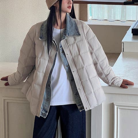 17kg（イチナナキログラム） | ユニセックス☆デニム襟切替 中綿ショートジャケット