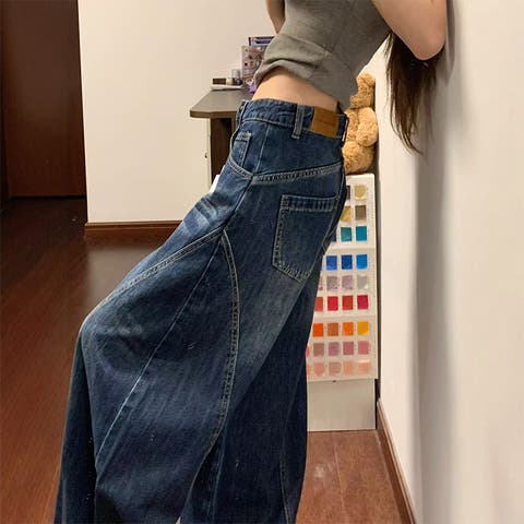 17kg（イチナナキログラム） | ゆるカワコーデ☆レトロデニムパンツゆったり鎌型ワイドロングパンツ