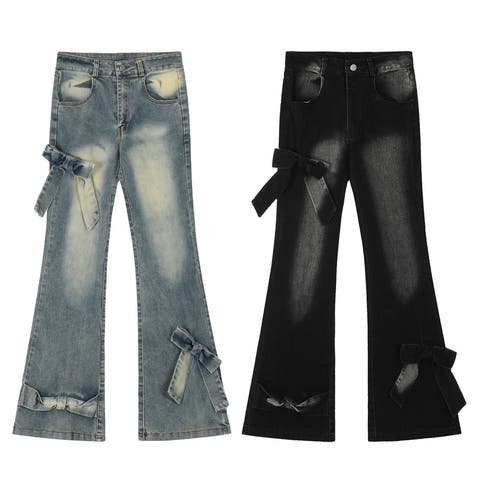 17kg（イチナナキログラム） | 【SHOPLIST限定】アメカジ風のレトロでキュートなリボン付きデニムパンツ