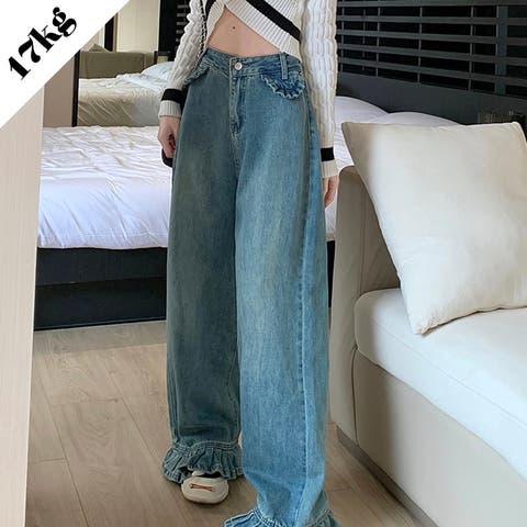 17kg（イチナナキログラム） | 【赤字覚悟！処分セール】大人可愛いスタイルの裾フリルデニムパンツ