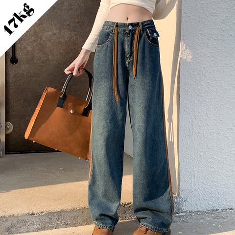 17kg（イチナナキログラム） | 【SHOPLIST限定】韓国風引き紐付きルーズストレートデニムパンツ