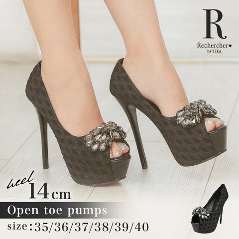 大きさ 【39】24.5cm高さ9 cm オープントゥ パンプス ヌーディ（101  