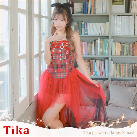 パールストラップショルダーリボンオフショルタイトミニドレス クリスマスドレス [品番：XK000013162]｜Tika（ティカ）のレディースファッション通販｜SHOPLIST（ショップリスト）