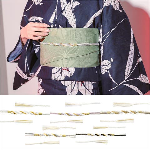 つまみ細工帯留め 帯飾り 黒 金 パール ファー 消える