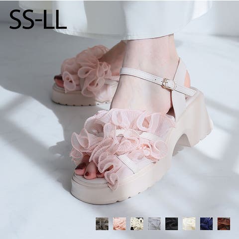 VIVIAN COLLECTION（ヴィヴィアンコレクション） | シアークロスフリル厚底ストラップサンダル