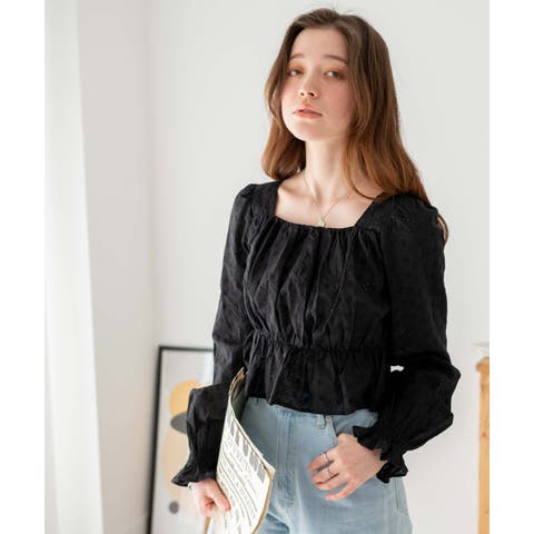 WEGO【WOMEN】（ウィゴー） | コットンレースバックリボンブラウス レディース 春 夏 韓国 韓国ファッション ブラウス シャツ 可愛い リボン ブラウス 長袖 シャツブラウス