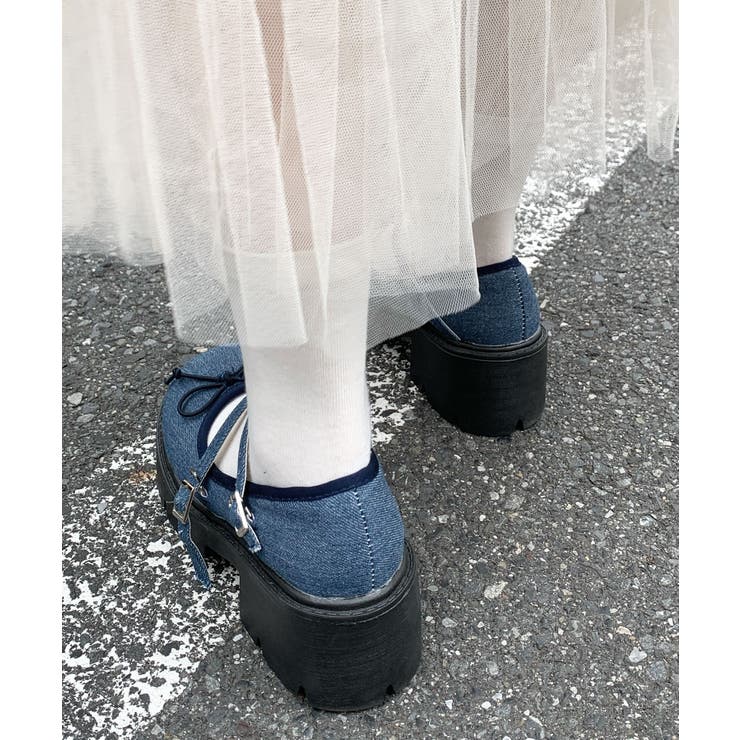 リボンデザイン厚底ヒールパンプス[品番：ANCW0009664]｜SHEPP