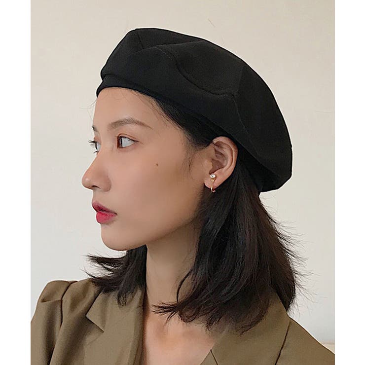 Sillage ベレー帽 黒 ビンテージ40's○DEADSTOCK ALL-BILTウールベレー帽カバー黒