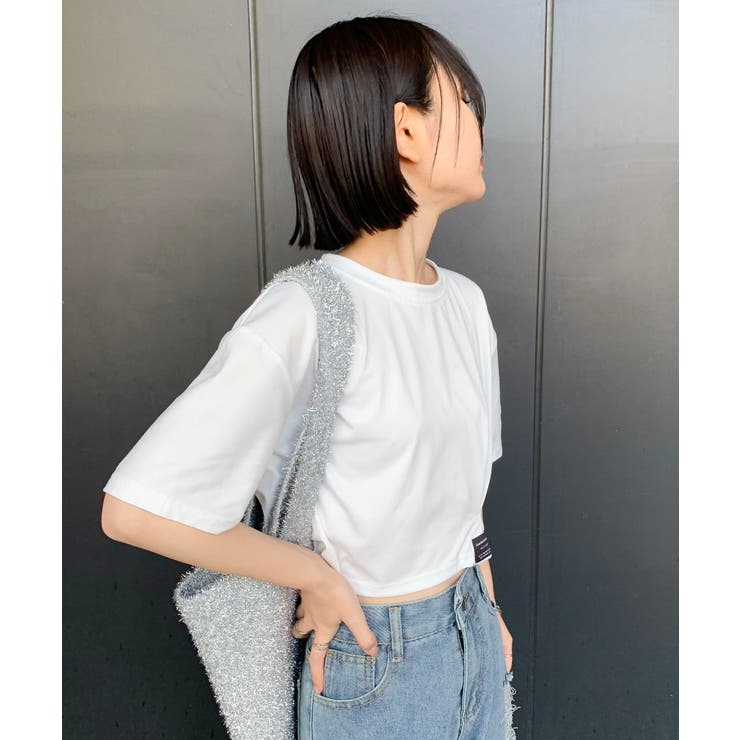 ロゴネーム付きギャザークロップドTシャツ | SHEPP | 詳細画像17 