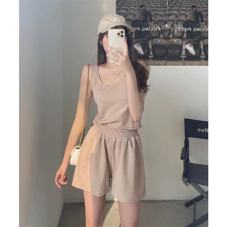 値下げ♡！！新品タグ付　パイル　セットアップ　タンクトップ　ショートパンツ セットアップ タンクトップ ショートパンツ[品番：FQ000172946