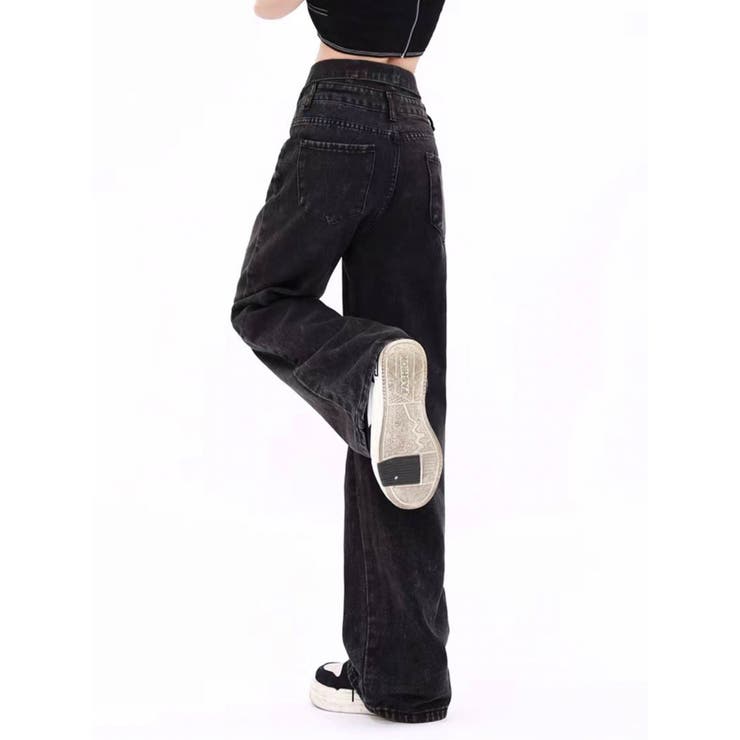 ハイウエスト折り返しデザインデニムパンツ[品番：ANCW0000028]｜SHEPP