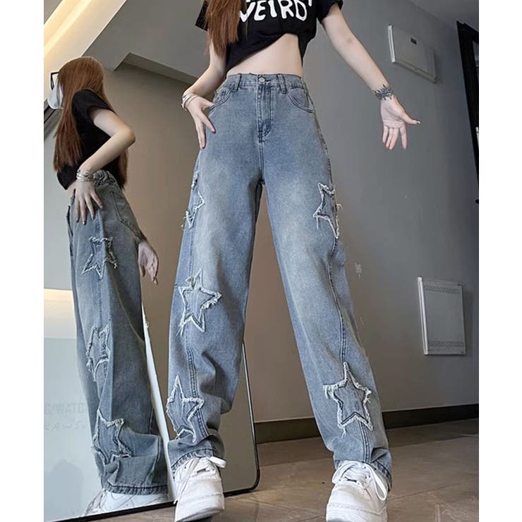 JCAESAR Scratched jeans ワイドデニム デザイン Y2k ‎在庫あり 