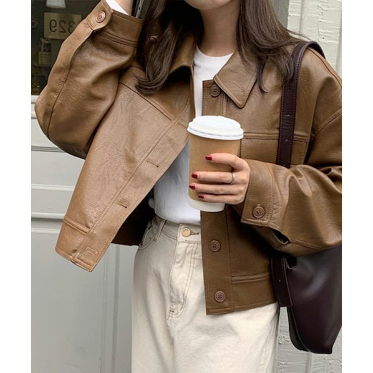ZARA オリーブグリーン レザージャケット M - メルカリ