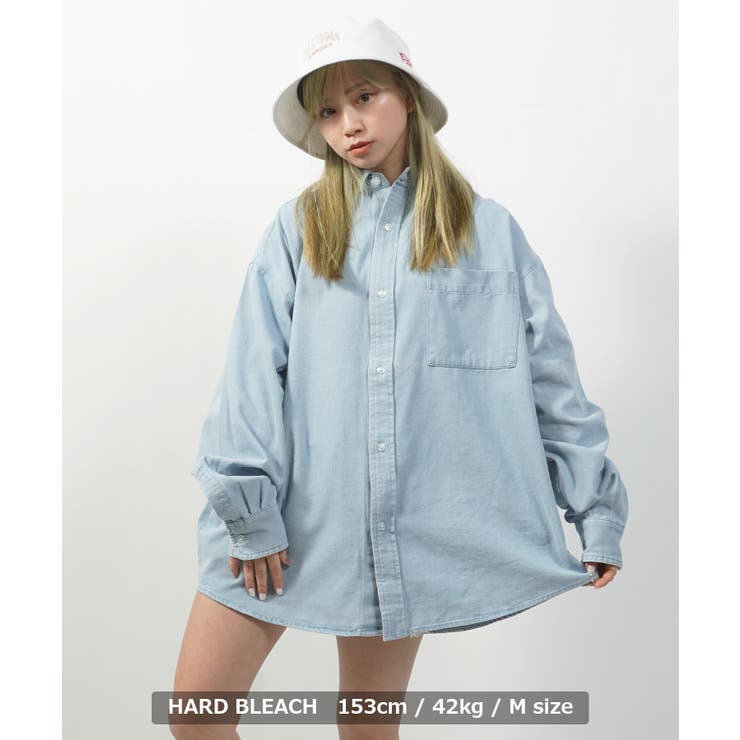 オーバーサイズデニムシャツ ビッグシルエット 長袖シャツ[品番
