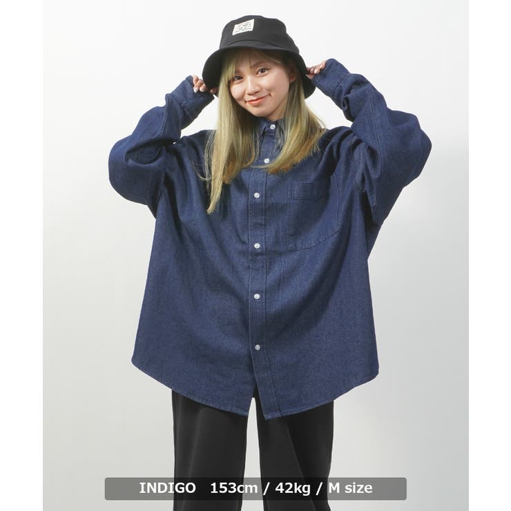 オーバーサイズデニムシャツ ビッグシルエット 長袖シャツ[品番