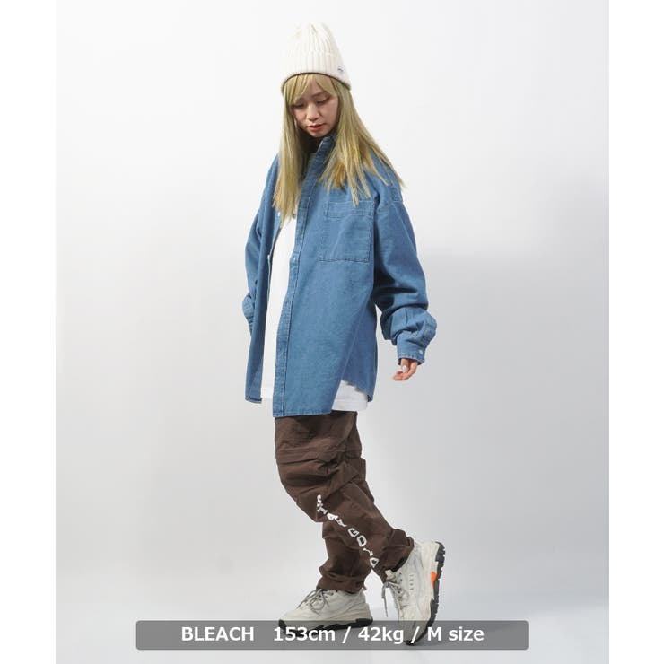 オーバーサイズデニムシャツ ビッグシルエット 長袖シャツ[品番