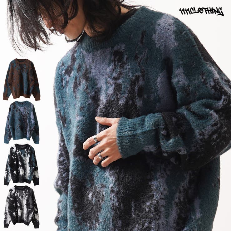 アブストラクト シャギーニット メンズ | ONE 4 PREMIUM | 詳細画像1 