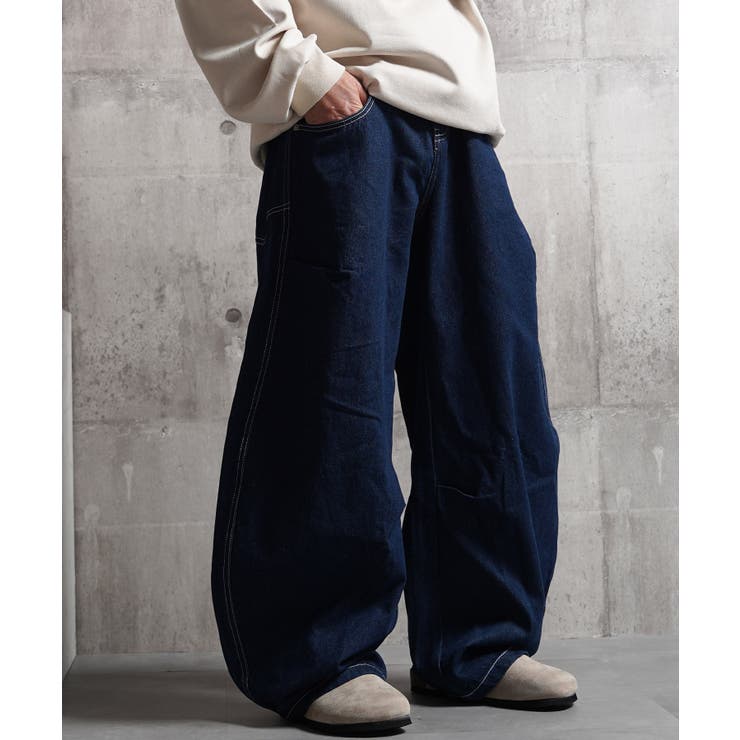 NAVY | バレルレッグ ジーンズ メンズ | ONE 4 PREMIUM