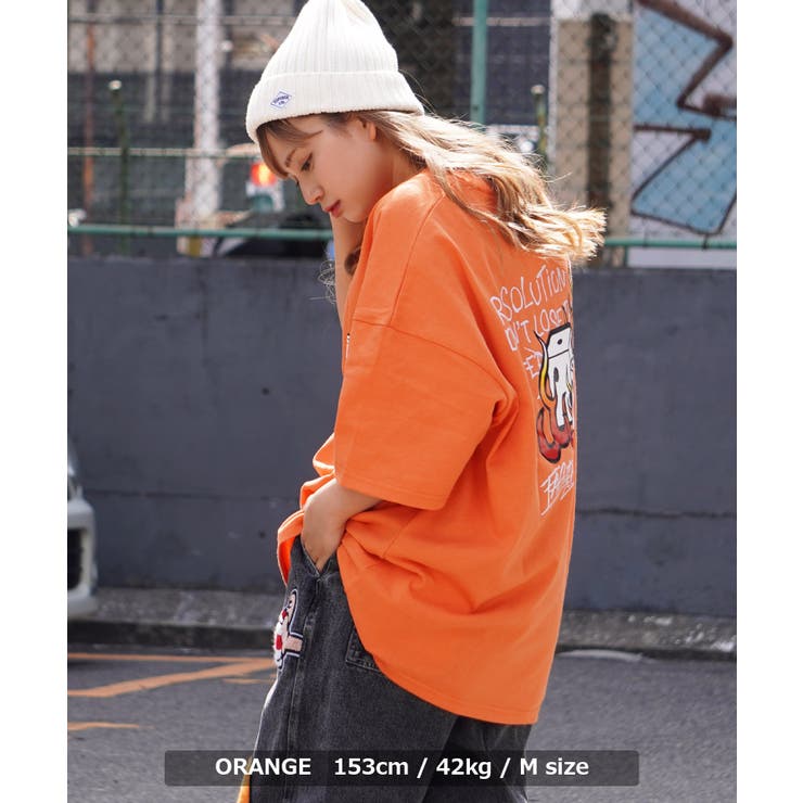 ファイヤー ニット セーター 韓国 オーバーサイズ ユニセックス オレンジ