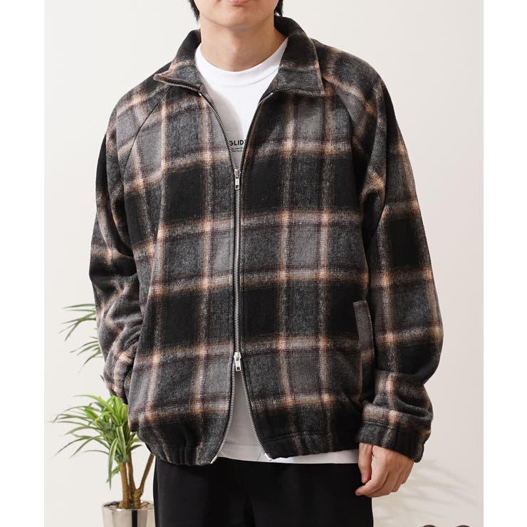 BLACK | オンブレチェック ドルマンスリーブ ジャケット | ONE 4 PREMIUM