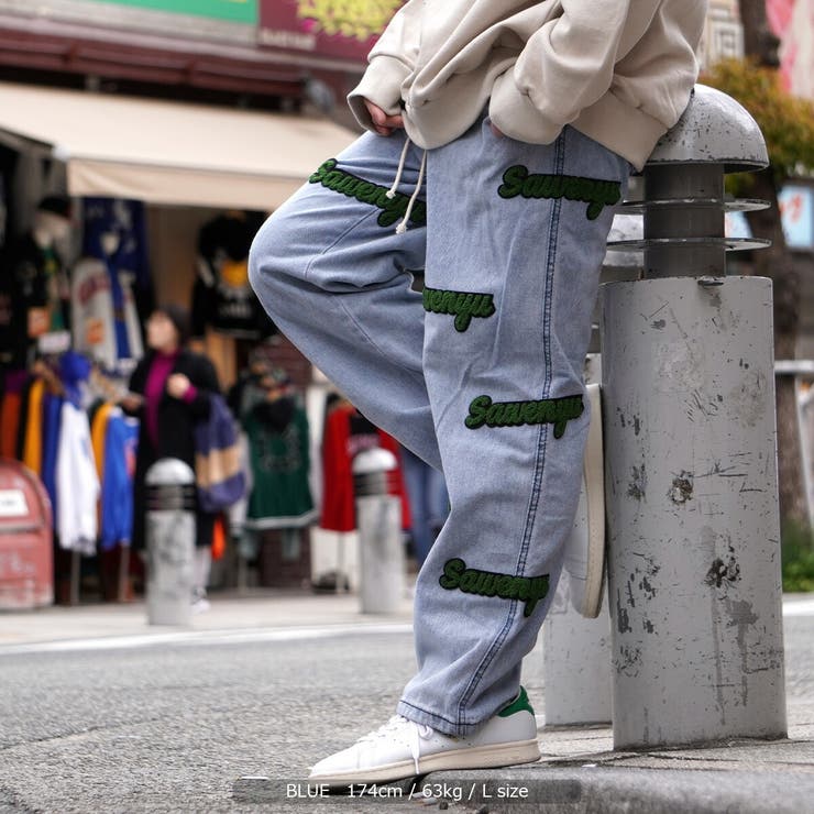 ◆サガラワッペン ルーズテーパード デニムパンツ◆