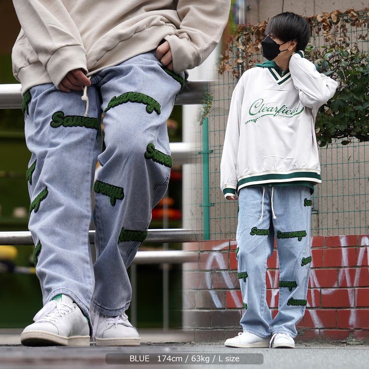 ◆サガラワッペン ルーズテーパード デニムパンツ◆