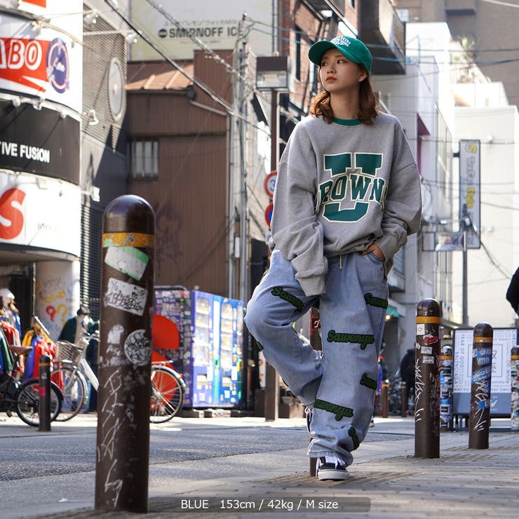 ◆サガラワッペン ルーズテーパード デニムパンツ◆