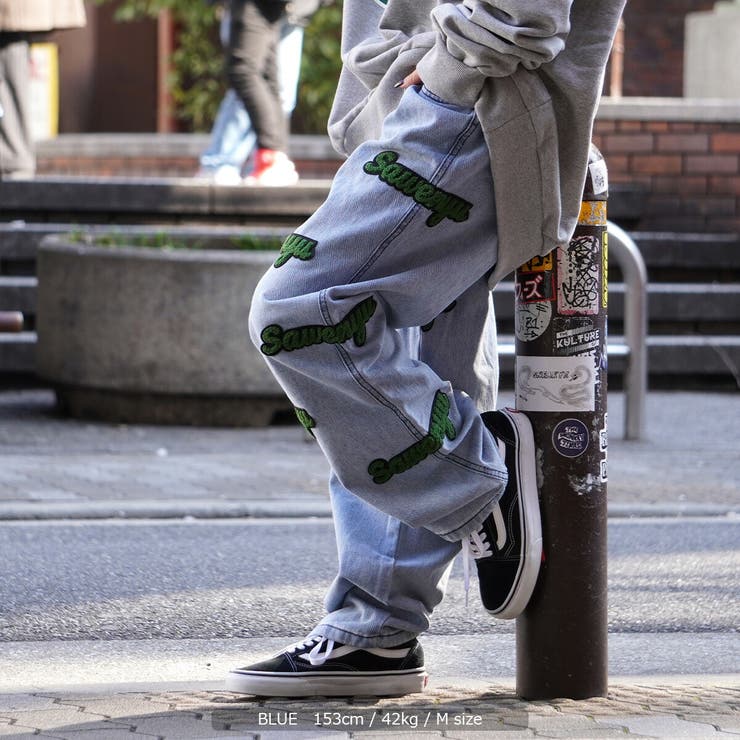 ◆サガラワッペン ルーズテーパード デニムパンツ◆