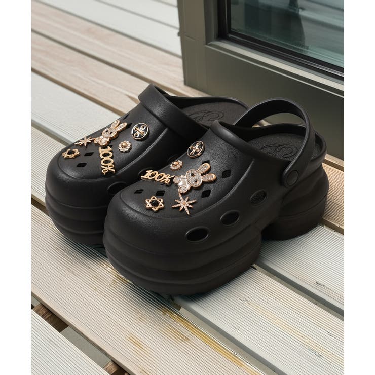 BLACK(うさぎ) | ビジュー付き 厚底サンダル レディース | ONE 4 PREMIUM