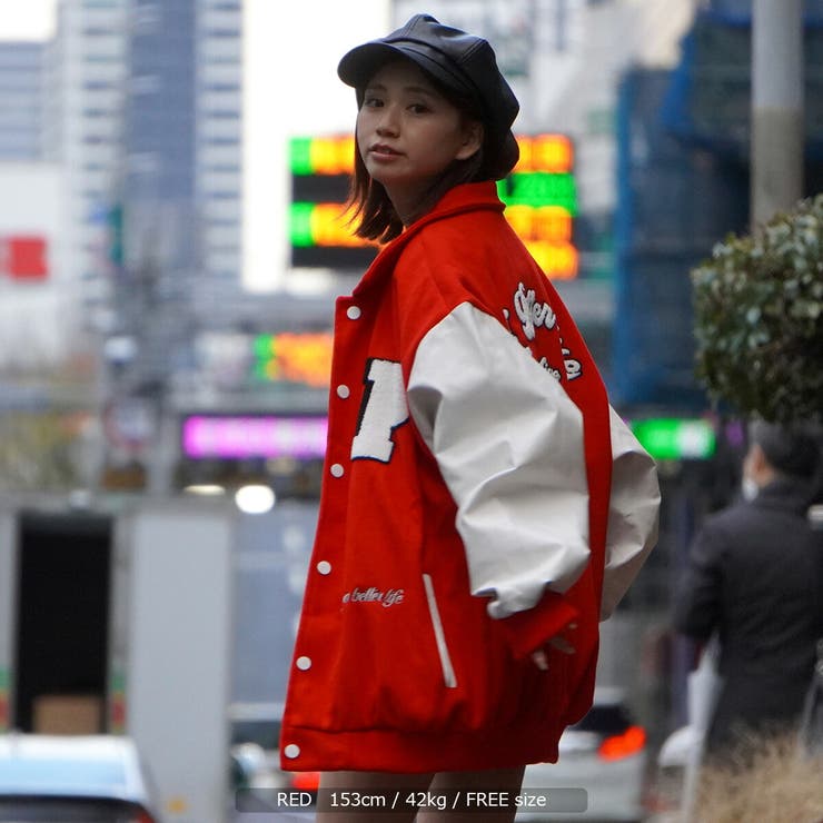 ワッペンコラージュ 襟付き スタジャン[品番：OCGW0002419]｜ONE 4