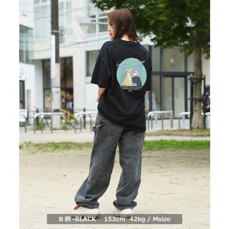 ◇ロゴ刺繍 イラストガール Tシャツ◇[品番：OCGW0003743]｜ONE