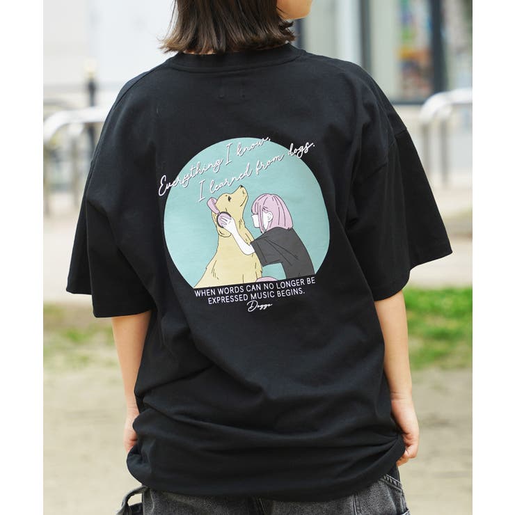◇ロゴ刺繍 イラストガール Tシャツ◇[品番：OCGW0003743]｜ONE