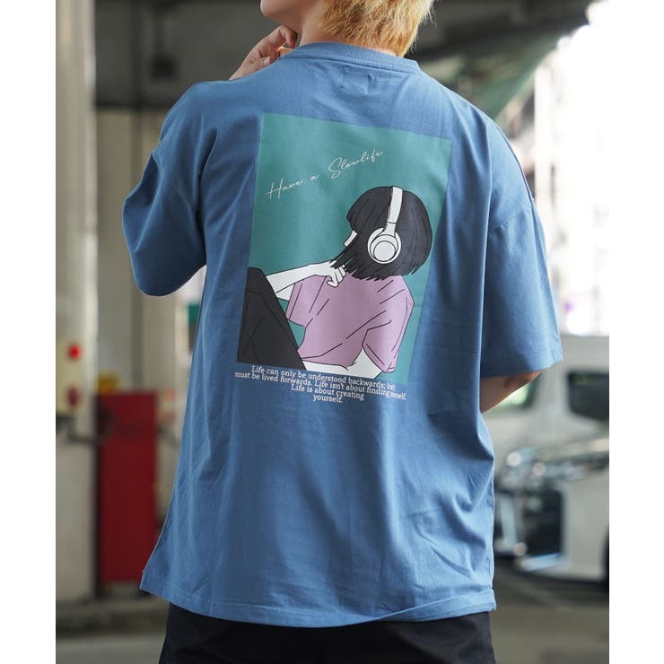◇ロゴ刺繍 イラストガール Tシャツ◇オーバーサイズ[品番 ◇ロゴ刺繍 イラストガール Tシャツ◇オーバーサイズ[品番
