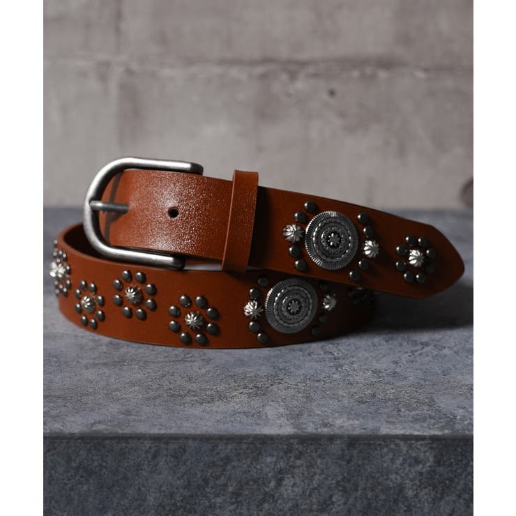 BROWN | スタッズ ベルト メンズ | ONE 4 PREMIUM